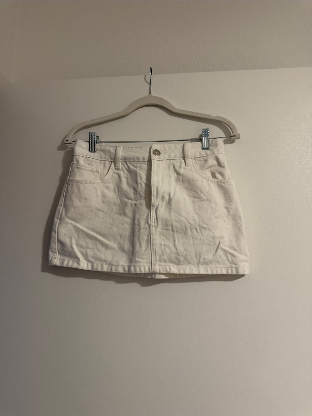 Classic White Denim Mini Skirt